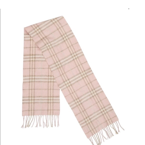 Authentic Burberry Pink Nova Check Cashmere Scarf in Candy Nova Plaid - Picture 3 of 4